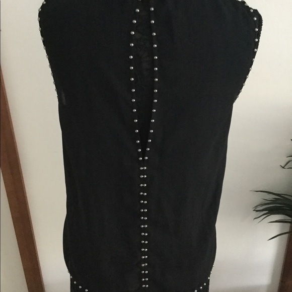 Sheer black top lined with silver studs - Picture 4 of 7
